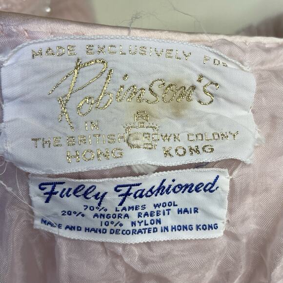 VTG Robinson’s Cardigan Girls 5-6Y Angora Wool Preppy Old Money Hand Decorated - Picture 3 of 6